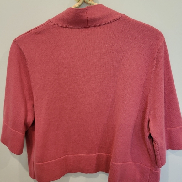 Isaac Mizrahi Live Essentials Burnt Orange Knit Shrug Sweater With Belt MED - Picture 6 of 11